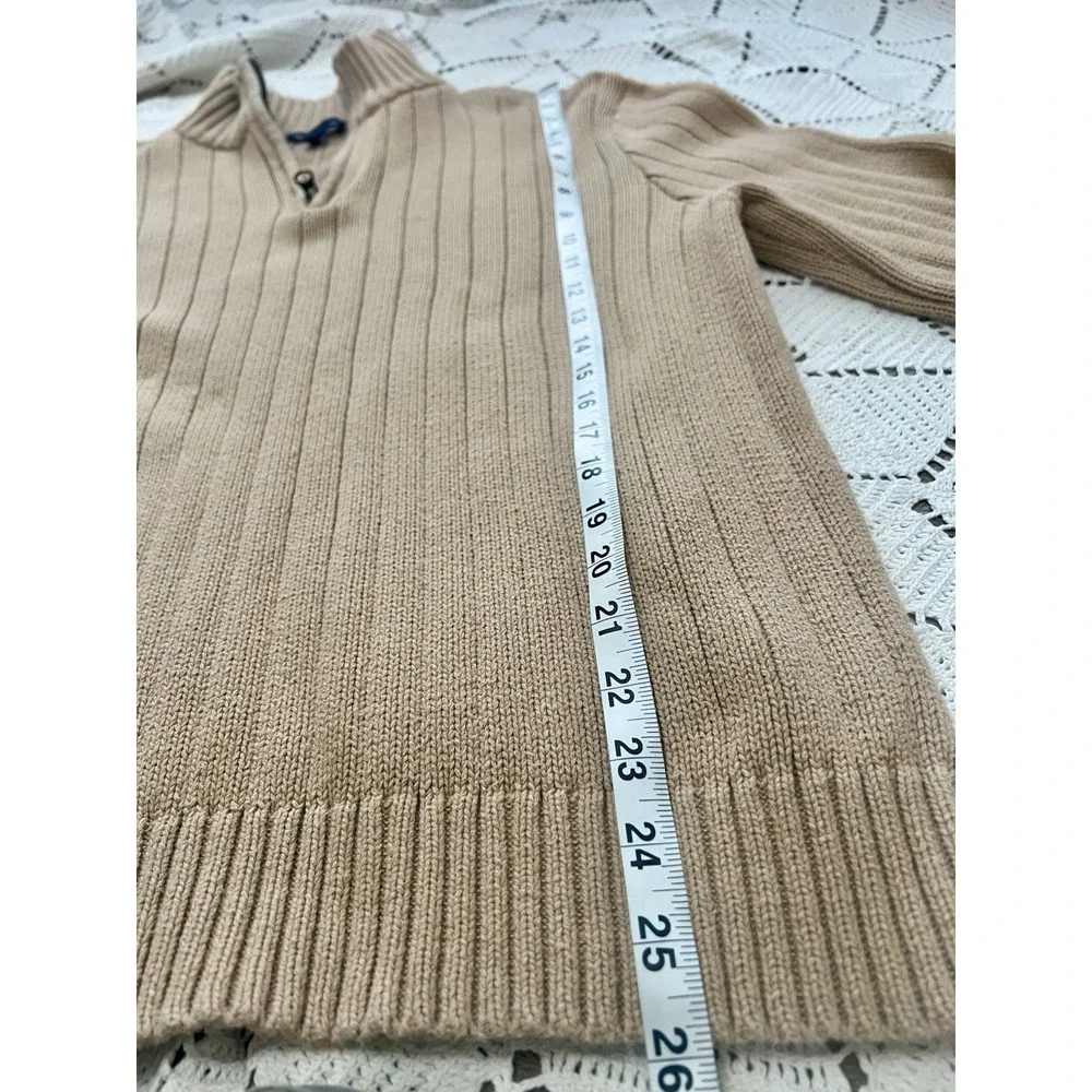100% Cotton Vintage GAP Tan Ribbed Half Zip‎ Sweater Mens L Warm 1/4 Zip Neutral
